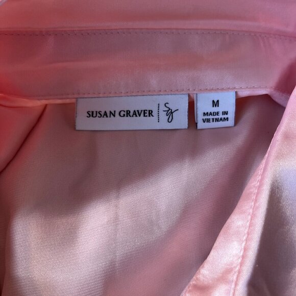 Susan Graver  Blouse Soft Pink Charmeuse Button Front Better than Real Silk - Picture 7 of 15